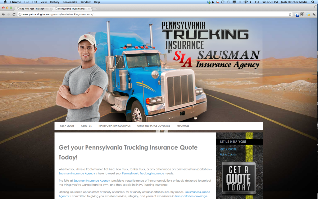 Website Design for Trucking Insurance Company