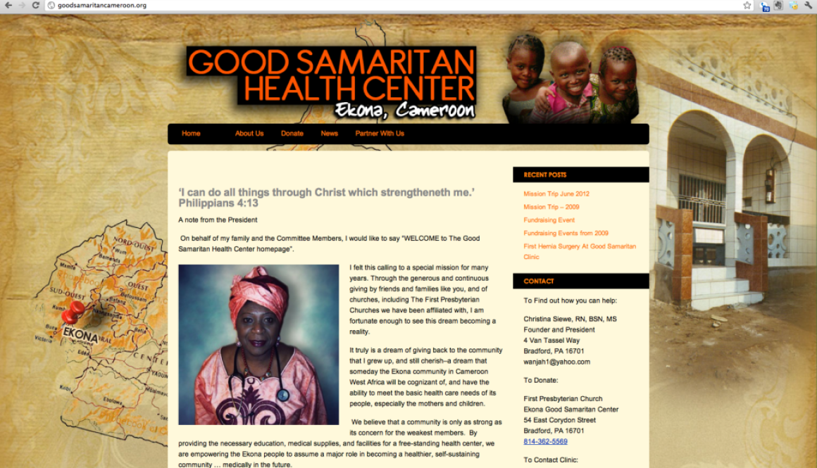 Website for African Health Clinic