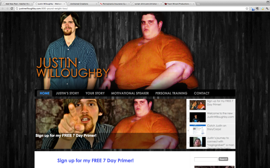 Website for Justin Willoughby - 600 pound weight loss